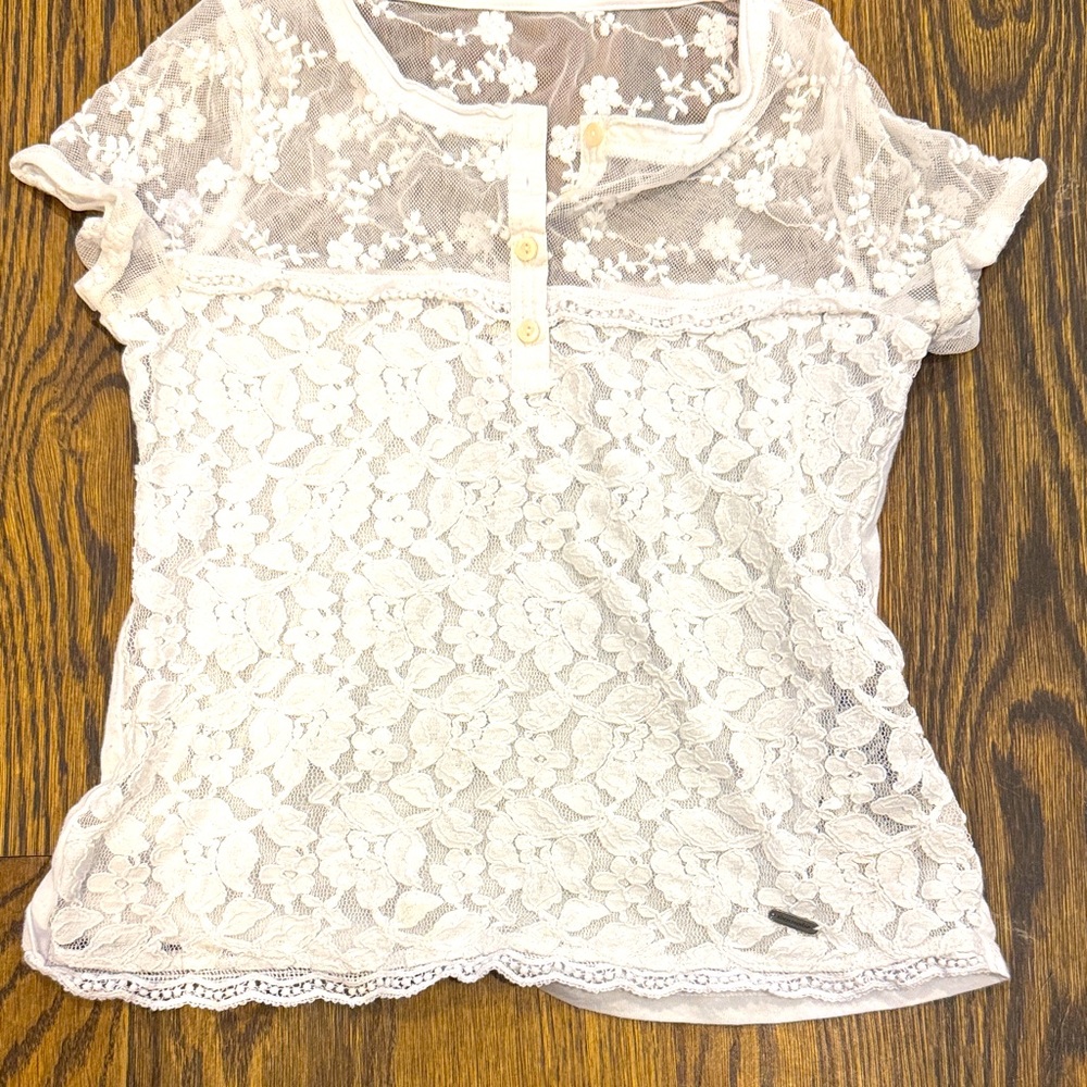 Kids/Girls Abercrombie & Fitch Floral Lace Blouse - White